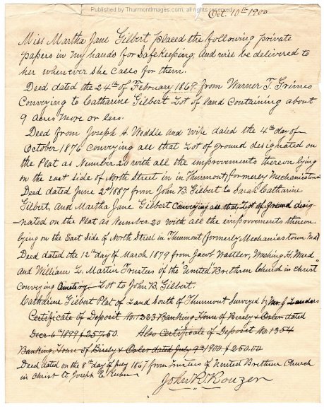 Rouzer Letter Gilbert Documents 1900-10-10 001A BZ