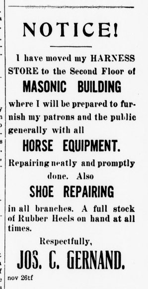 Gernand Harness Shop Ad 03-16-1916 002