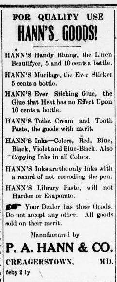 Hann's Products Clarion 1911-05-18 Pg2 Hann's Glue Creagerstown
