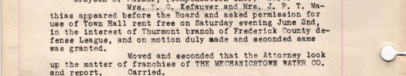 Town Minutes 1917-05-21 Town Hall Rental