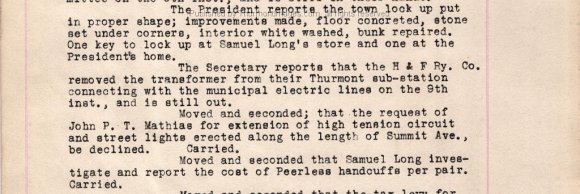 Town Minutes 1917-05-21 Town Jail Repairs