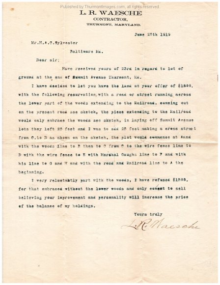 1919-06-25 Waesche Letter to Sylvester HACS 001A JAK