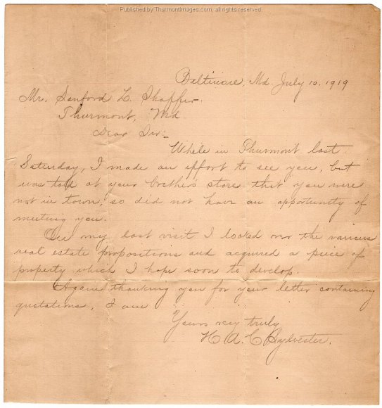 1919-07-10 Letter to Shaffer HACS 001 JAK