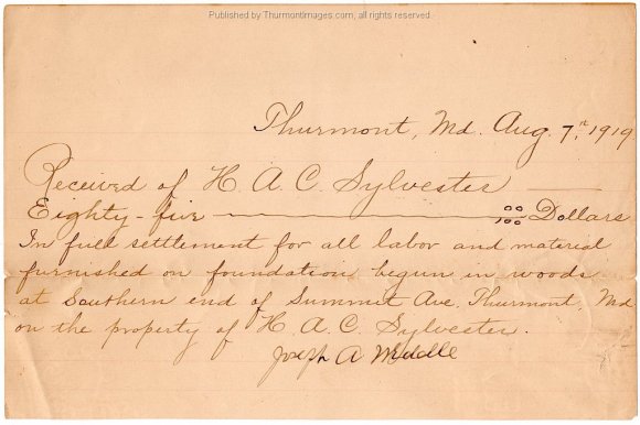 1919-08-07 Weddle Foundation Receipt HACS 001 JAK