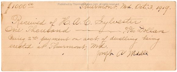 1919-10-03 Weddle 2nd Receipt HACS 001 JAK
