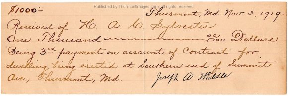 1919-11-03 Weddle 3rd Receipt HACS 001 JAK