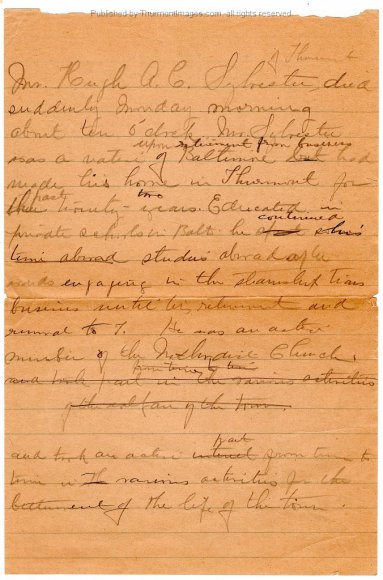 1945-05-11 Notes Hugh Sylvester Death HACS 001A JAK
