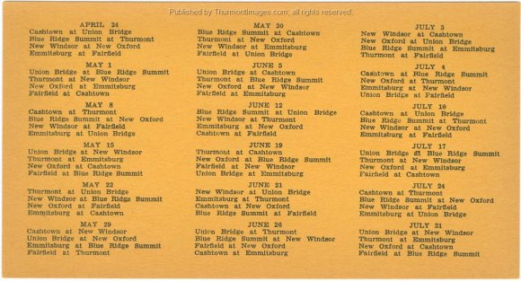 PenMar League Schedule 1955 001B JAK