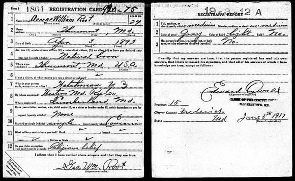 Root, George W Draft Registration 1917 JAK 001