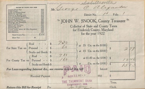 Alexander Tax Bill 1922 SB