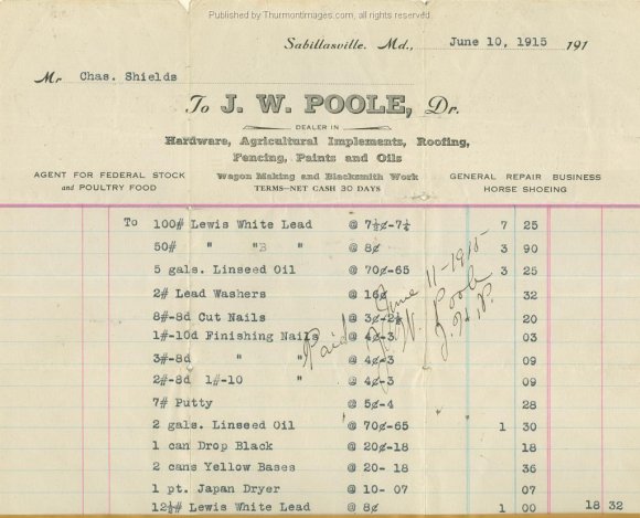 Poole J W Invoice 001 SB