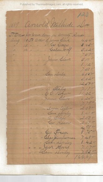 Wilhide County Roads Receipt 1889 SB