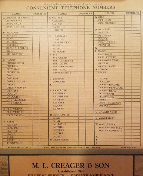Creager Funeral Home Calendar 1943 001C JAK