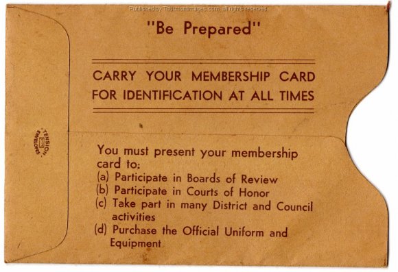 Cub Scouts Darrell Lewis Membership Card 1952 001D LinLew