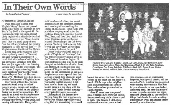 Cub Scouts Tribute to Virgina Brown 001