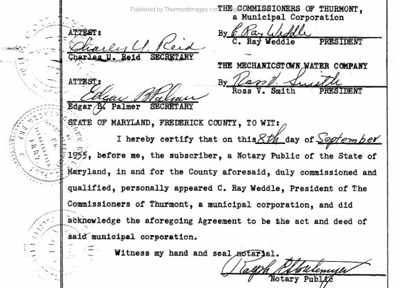 Mechanicstown Water Purchase Legislation 09-08-1955