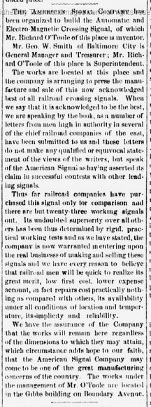 O'Toole_RR_Signal_Clarion_07-13-1893