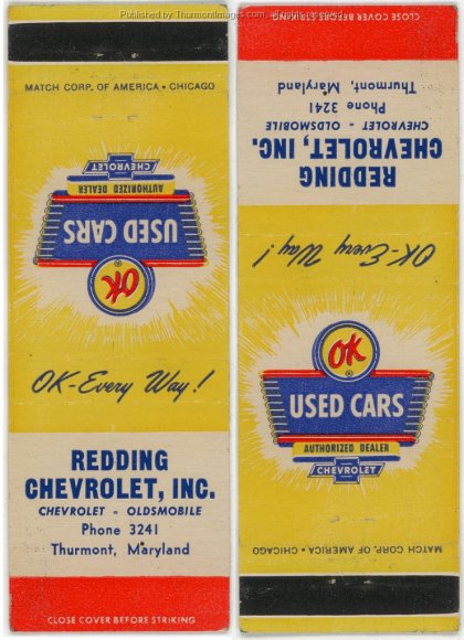 Redding Chevrolet Matchbook 001 JAK