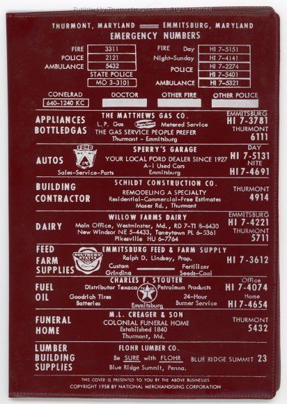 Telephone Book Cover 1958 001A