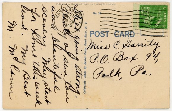 Thurmont Postcard Golfers 1942-06-22 JAK 001B