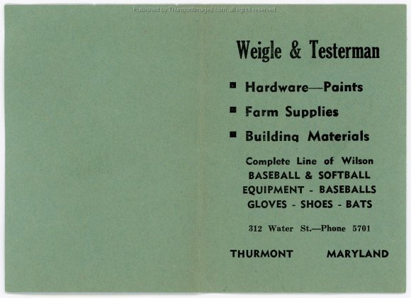 Little League 1955 Schedule 001B DB