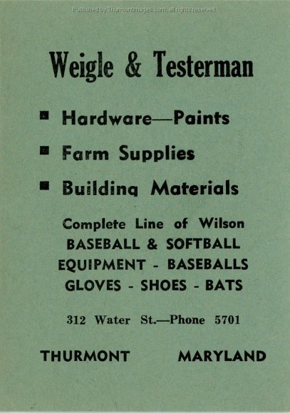 Little League 1955 Schedule 001C DB