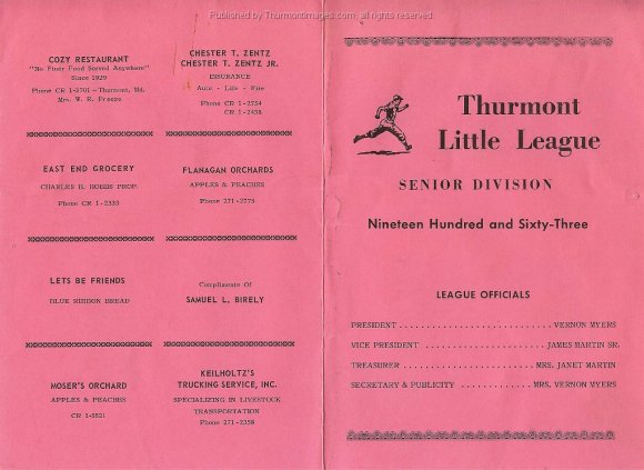 Thurmont-Senior-Little-League-Schedule-1963-1