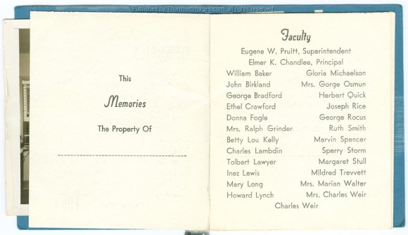 Thurmont High School 1954 Prom Booklet 001C LW