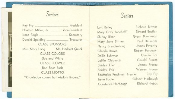 Thurmont High School 1954 Prom Booklet 001D LW