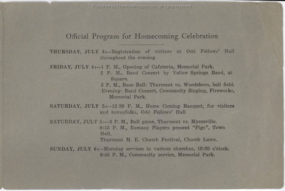 Thurmont High School Homecoming 1930 Inside R E020